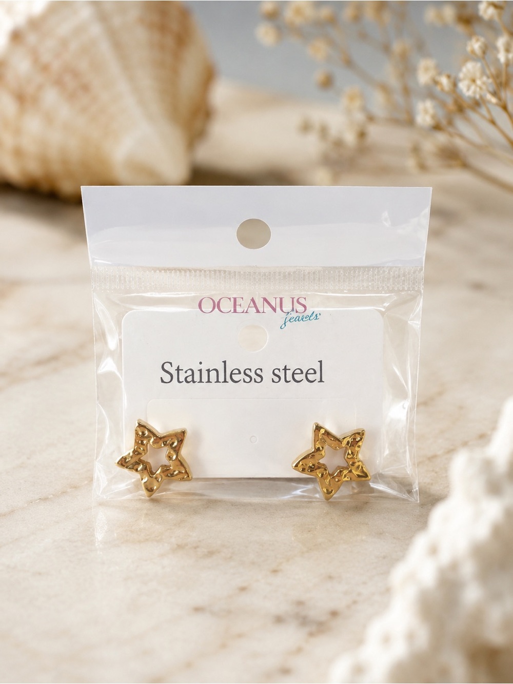 Oceanus Gold Star Stud Earrings ⭐